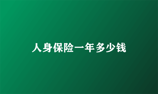 人身保险一年多少钱