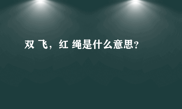 双 飞，红 绳是什么意思？