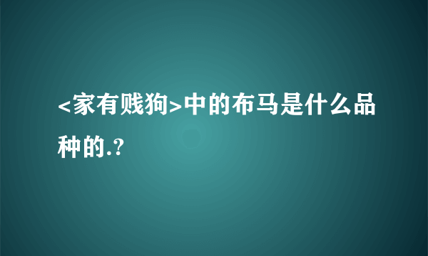 <家有贱狗>中的布马是什么品种的.?