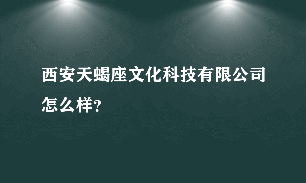 西安天蝎座文化科技有限公司怎么样？