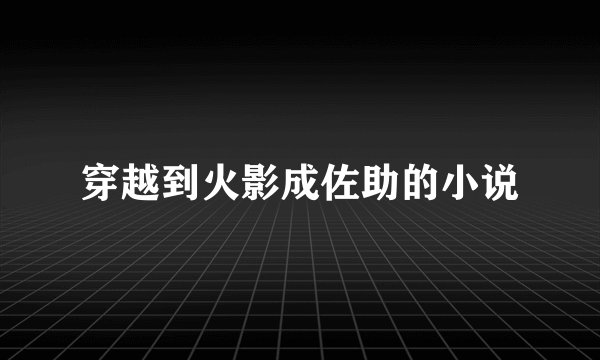 穿越到火影成佐助的小说