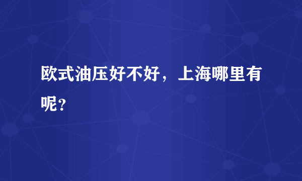 欧式油压好不好，上海哪里有呢？