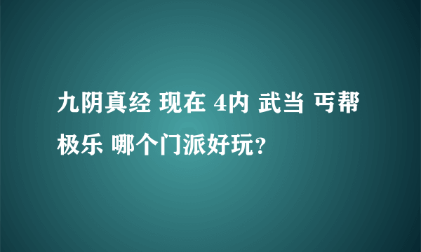 九阴真经 现在 4内 武当 丐帮 极乐 哪个门派好玩？