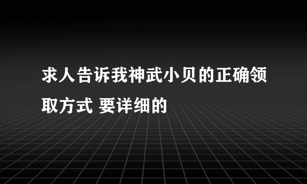 求人告诉我神武小贝的正确领取方式 要详细的