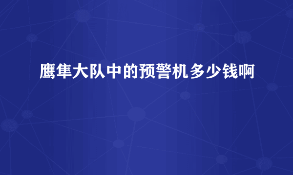 鹰隼大队中的预警机多少钱啊