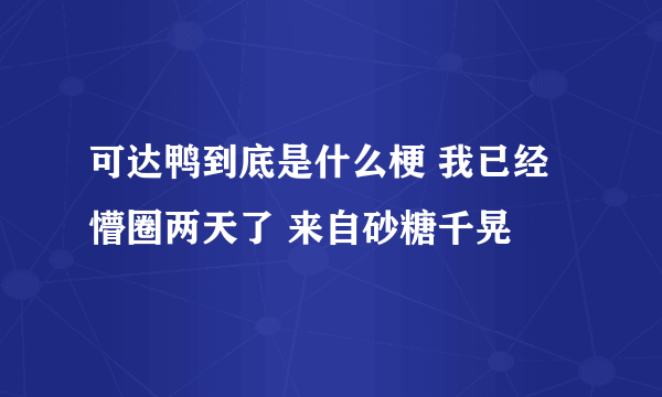 可达鸭到底是什么梗 我已经懵圈两天了 来自砂糖千晃