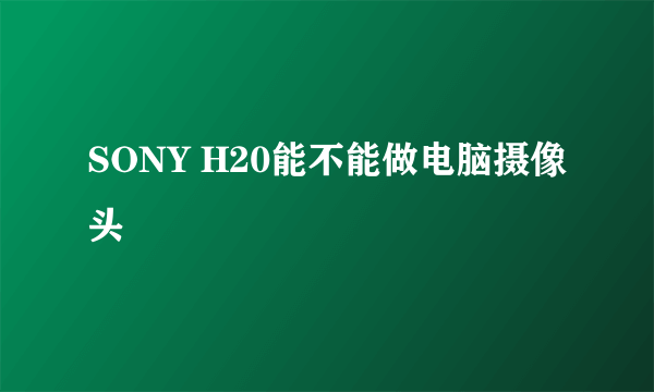 SONY H20能不能做电脑摄像头