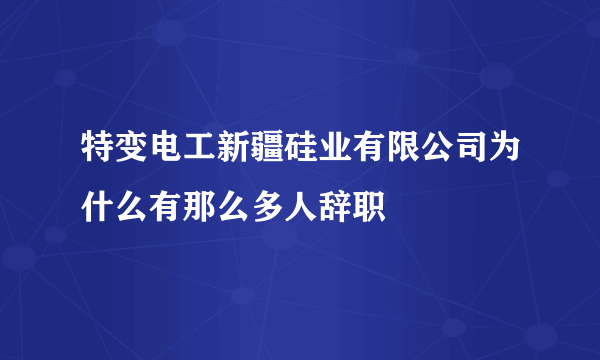 特变电工新疆硅业有限公司为什么有那么多人辞职