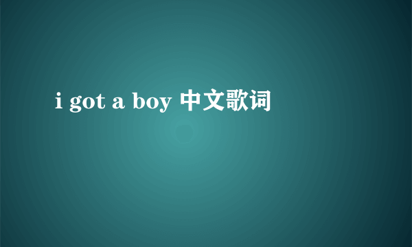 i got a boy 中文歌词