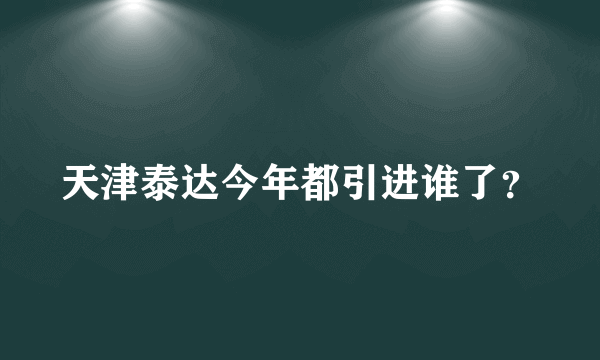 天津泰达今年都引进谁了？