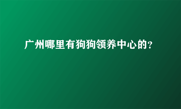 广州哪里有狗狗领养中心的？