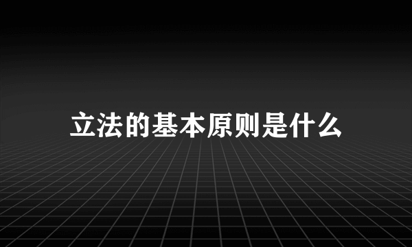 立法的基本原则是什么