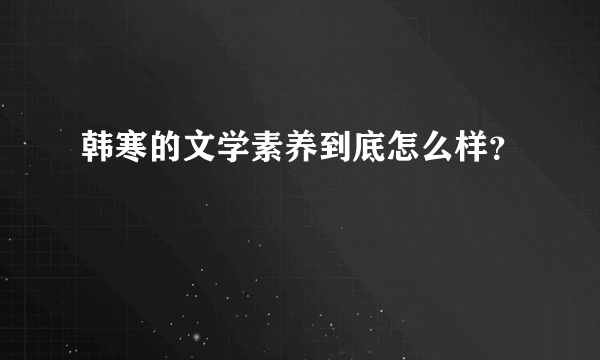 韩寒的文学素养到底怎么样？