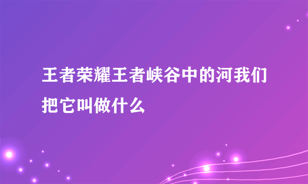 王者荣耀王者峡谷中的河我们把它叫做什么