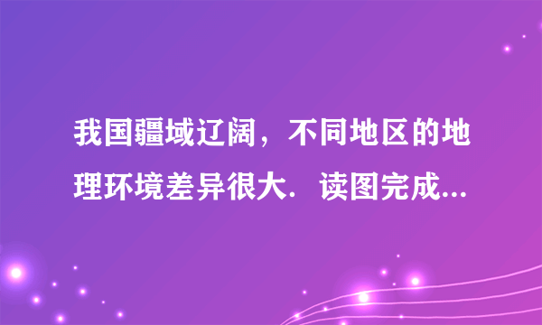 我国疆域辽阔，不同地区的地理环境差异很大．读图完成相关题目．（1）我国南北方的分界线为①______-②__