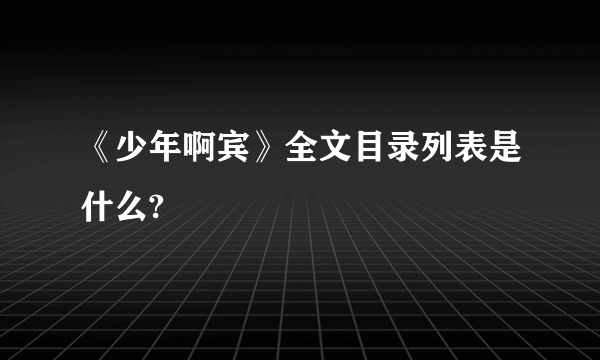 《少年啊宾》全文目录列表是什么?