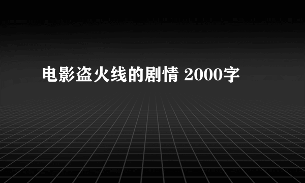 电影盗火线的剧情 2000字