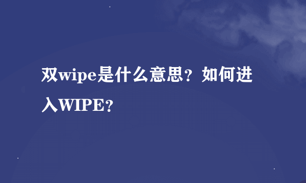 双wipe是什么意思？如何进入WIPE？