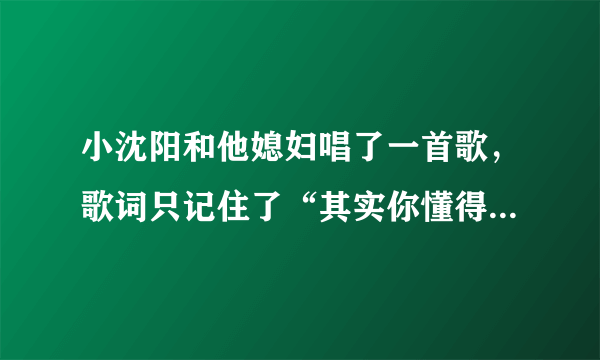 小沈阳和他媳妇唱了一首歌，歌词只记住了“其实你懂得…”是什么歌呢？