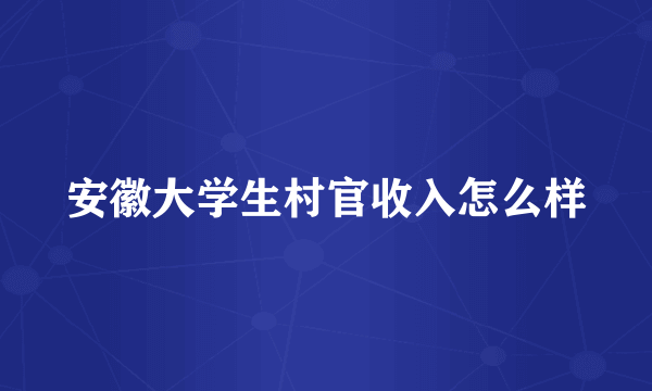 安徽大学生村官收入怎么样