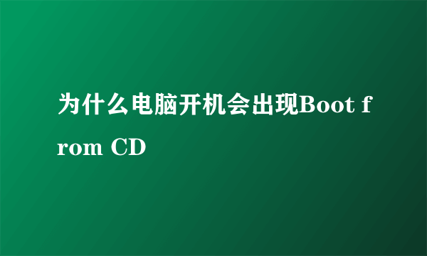 为什么电脑开机会出现Boot from CD