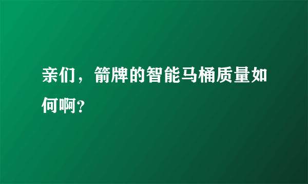 亲们，箭牌的智能马桶质量如何啊？