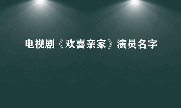 电视剧《欢喜亲家》演员名字