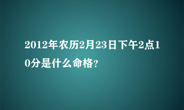 2012年农历2月23日下午2点10分是什么命格？