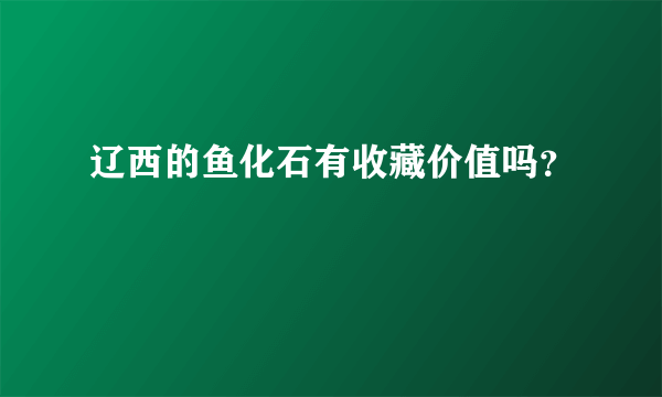 辽西的鱼化石有收藏价值吗？