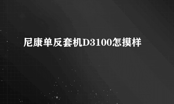 尼康单反套机D3100怎摸样