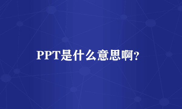 PPT是什么意思啊？