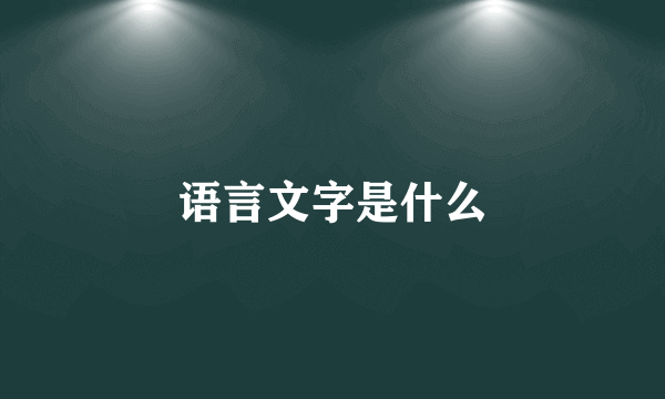 语言文字是什么