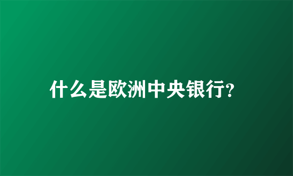 什么是欧洲中央银行？