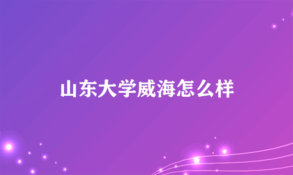 山东大学威海怎么样