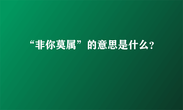 “非你莫属”的意思是什么？