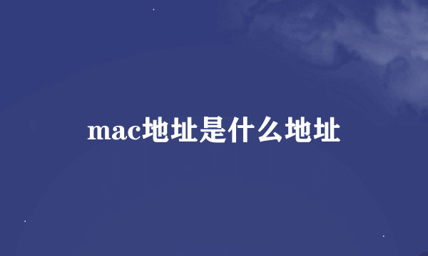 mac地址是什么地址