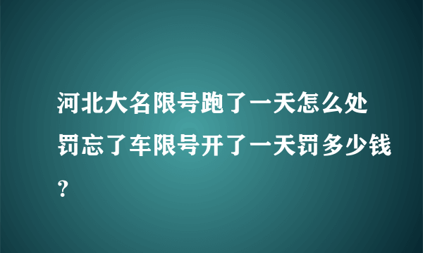 河北大名限号跑了一天怎么处罚忘了车限号开了一天罚多少钱？