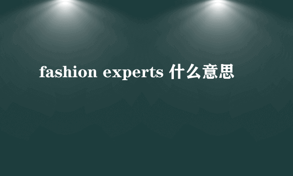 fashion experts 什么意思