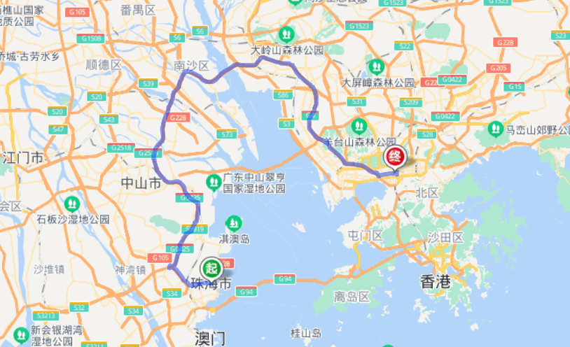 珠海到深圳多少公里?