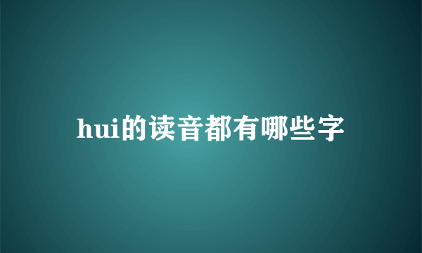 hui的读音都有哪些字