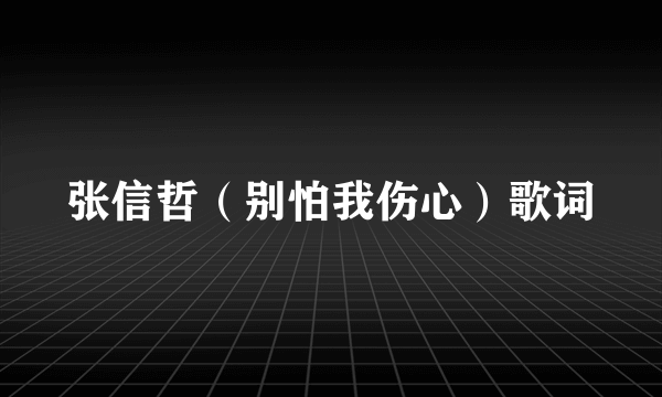 张信哲（别怕我伤心）歌词