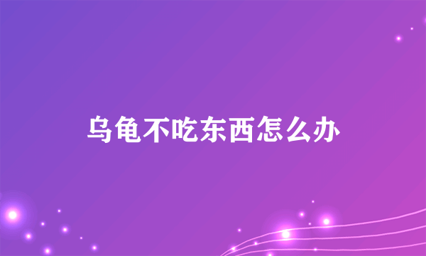 乌龟不吃东西怎么办