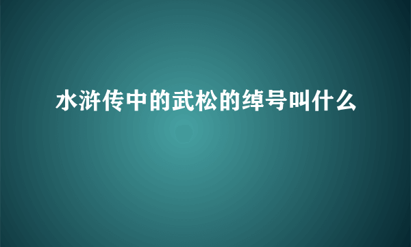 水浒传中的武松的绰号叫什么