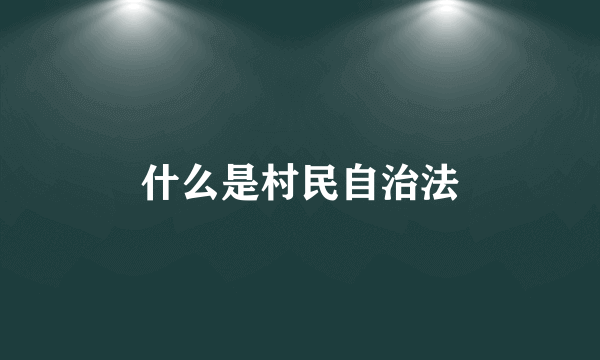 什么是村民自治法