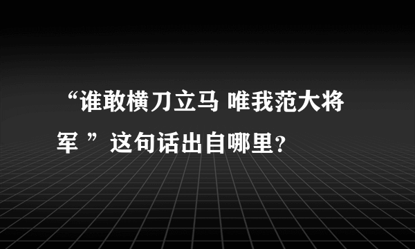 “谁敢横刀立马 唯我范大将军 ”这句话出自哪里？