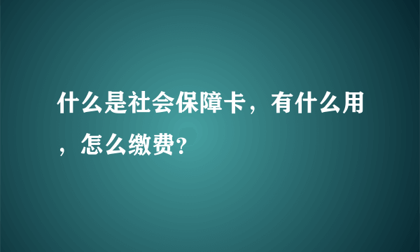 什么是社会保障卡，有什么用，怎么缴费？