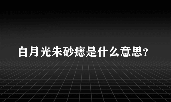 白月光朱砂痣是什么意思？