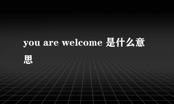 you are welcome 是什么意思