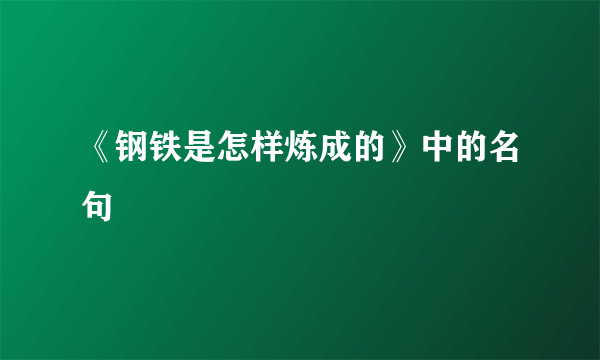 《钢铁是怎样炼成的》中的名句