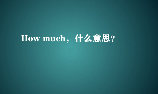 How much，什么意思？